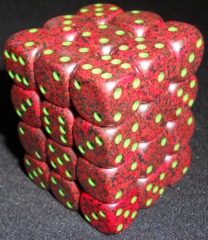 36 Strawberry Speckled 12mm D6 dice Block